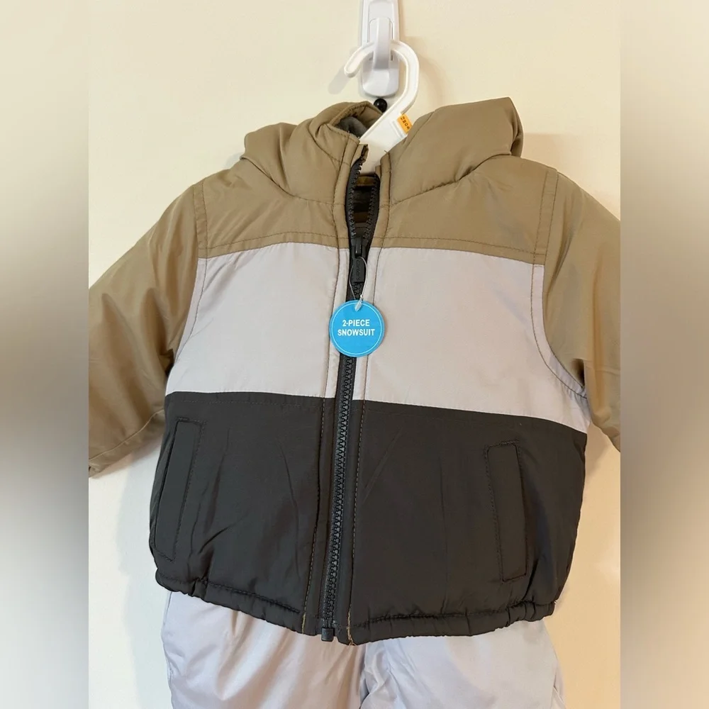 Carters Baby Boys Snowsuit Set Khaki/Gray NWT Size 12M